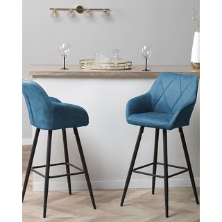 Beliani Lot de 2 chaises de bar en Tissu Glamour DARIEN  