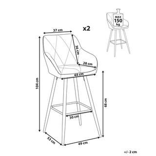 Beliani Lot de 2 chaises de bar en Polyester Glamour DARIEN  