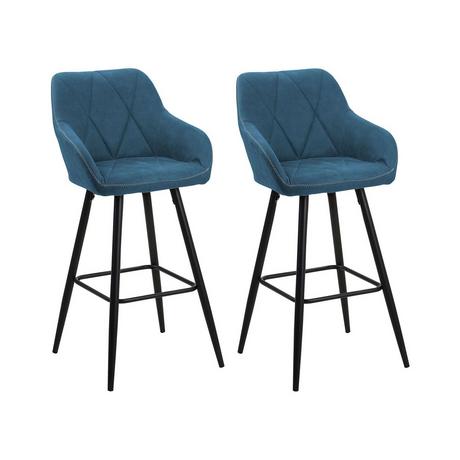 Beliani Lot de 2 chaises de bar en Tissu Glamour DARIEN  