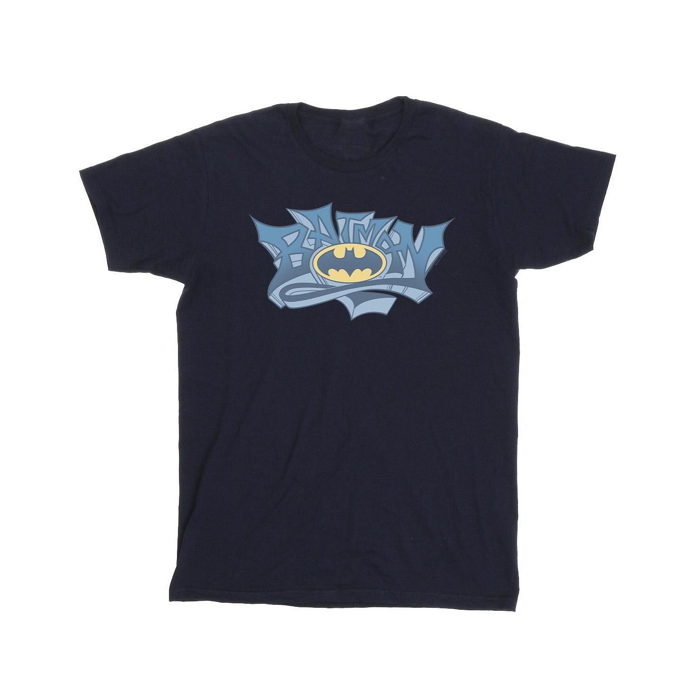 Image of Batman Graffiti Logo Tshirt Herren Marine 4XL