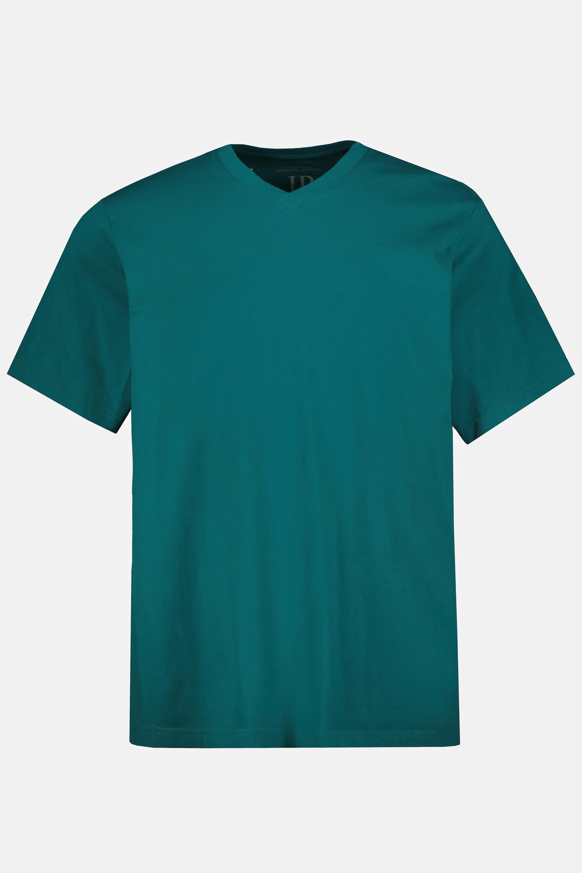 JP1880  T-shirt basic con scollo a V petrolio 