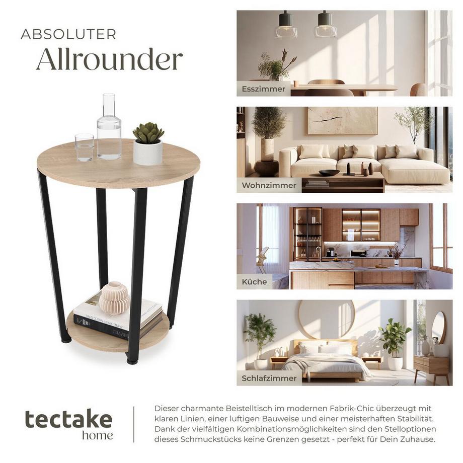 Tectake Beistelltisch Swindon Industrial Style Holz und Stahl  