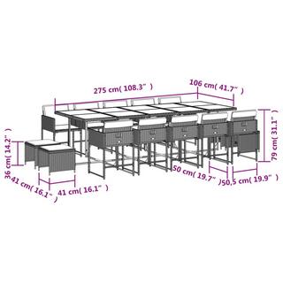 VidaXL Ensemble de salle à manger de jardin rotin synthétique  