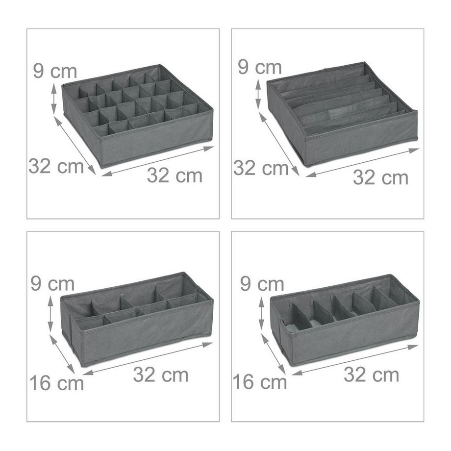 B2X Ensemble de rangement pour sous-vêtements de 4 pièces  