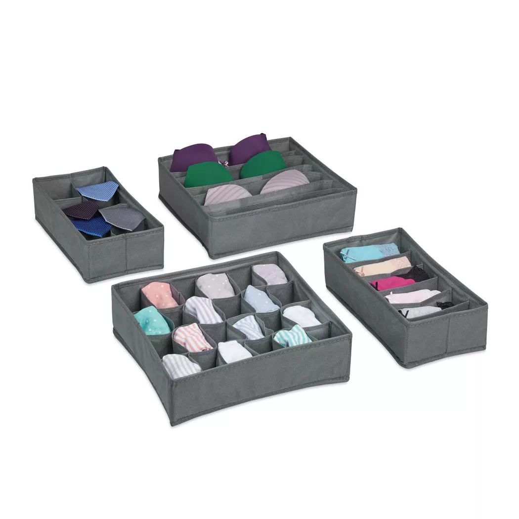 B2X - Set di 4 contenitori per biancheria intima, 34cm