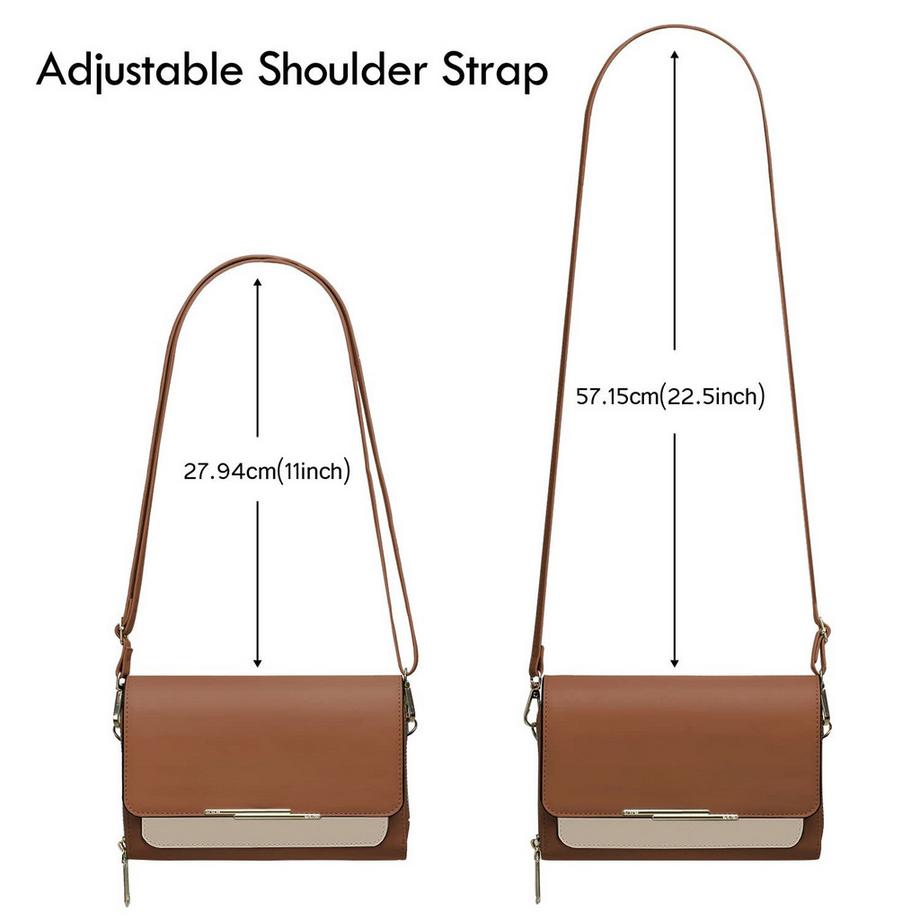 Only-bags.store Sac à Bandoulière Crossbody en Cuir PU Porte Passeport Téléphone avec Fente pour Carte Bandoulière Réglable Détachable  