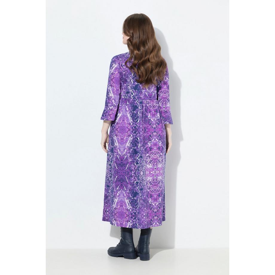 Ulla Popken Abito midi stampa marmo taglio svasato maniche 3/4  