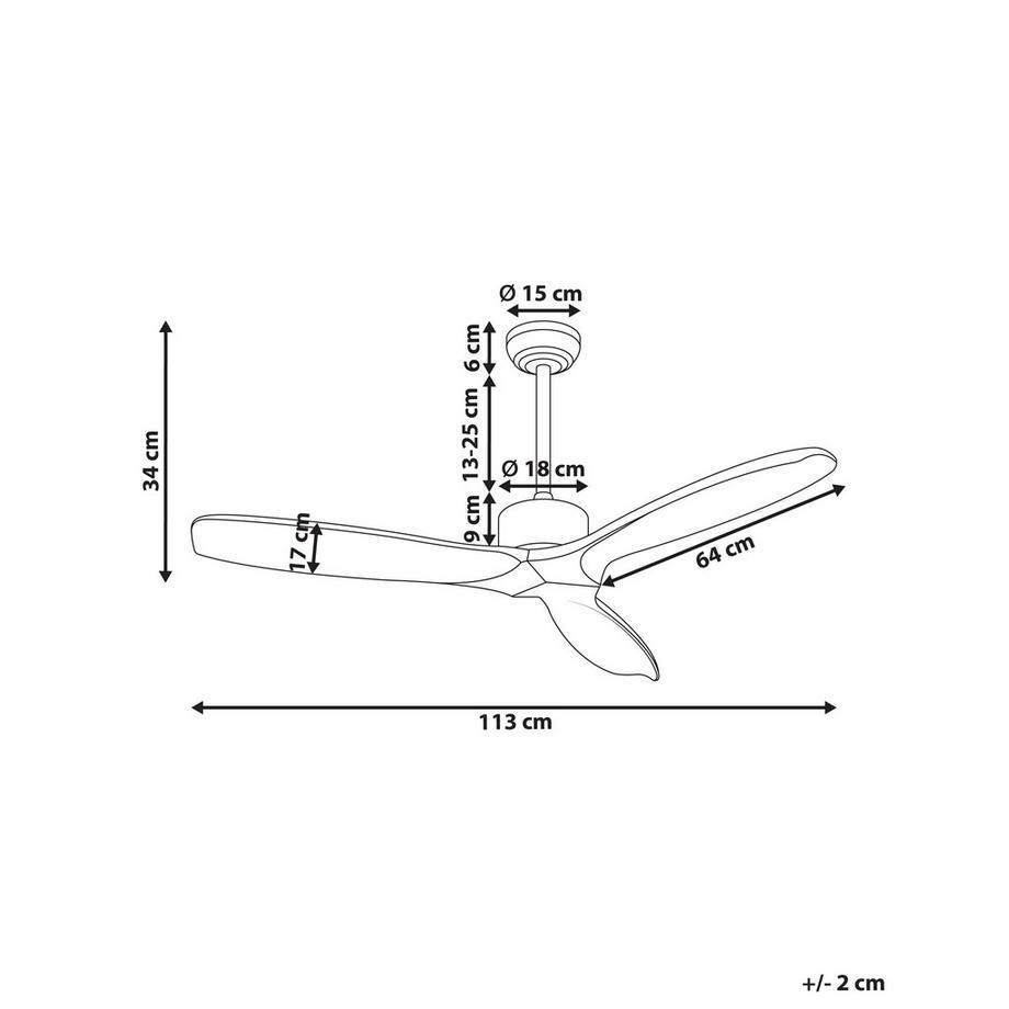 Beliani Deckenventilator aus Paulownia-Holz Rustikal ARANI  