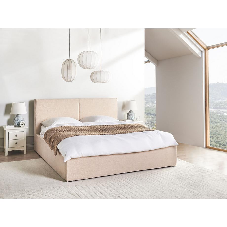 Beliani Letto contenitore en Bouclé Moderno MOISSAC  