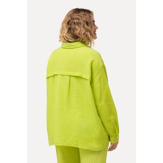 Ulla Popken  Chemisier oversize en mousseline, col chemise et manches longues 