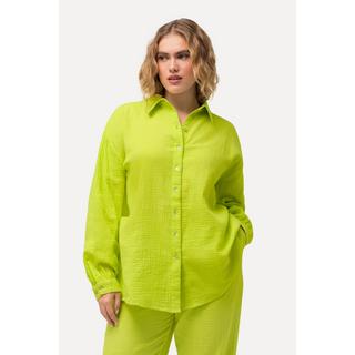 Ulla Popken  Chemisier oversize en mousseline, col chemise et manches longues 