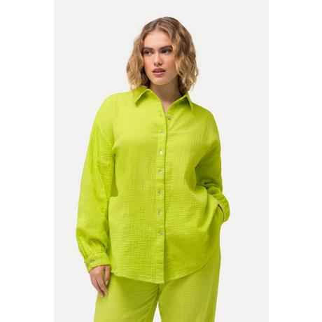 Ulla Popken Camicia Oversize in Mussola Collo Camicia Maniche Lunghe  