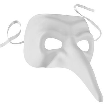 Maschera veneziana bianca con naso lungo