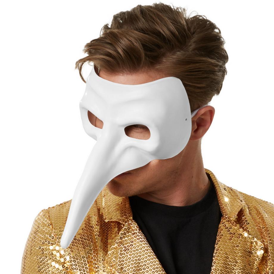 Tectake  Maschera veneziana bianca con naso lungo 