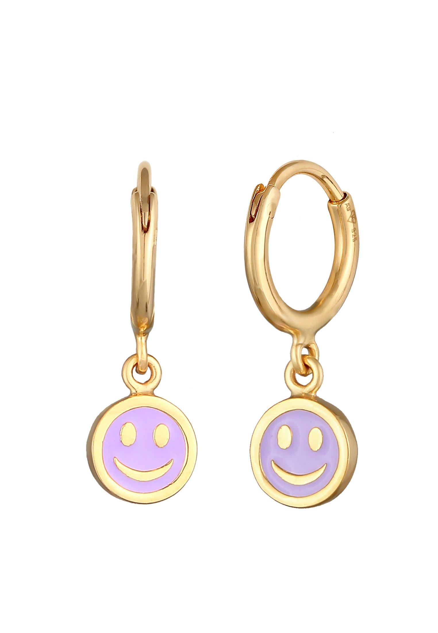 Image of Ohrringe Creolen Smile Emaille Unisex Gold ONE SIZE