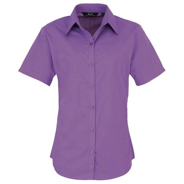 Image of Kurzarm Popeline Bluse Arbeitshemd Damen Hellblau 56