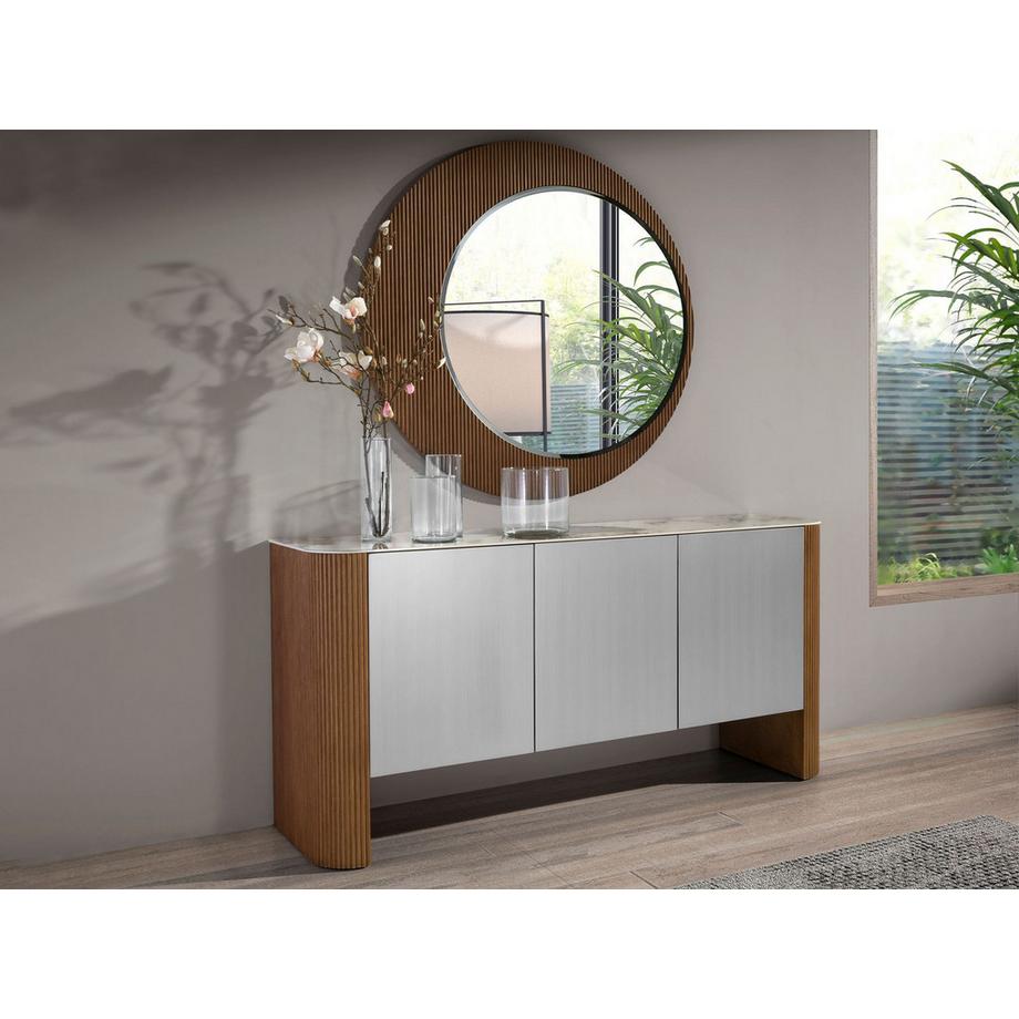 ANGEL CERDA Specchio da parete rotondo noce  