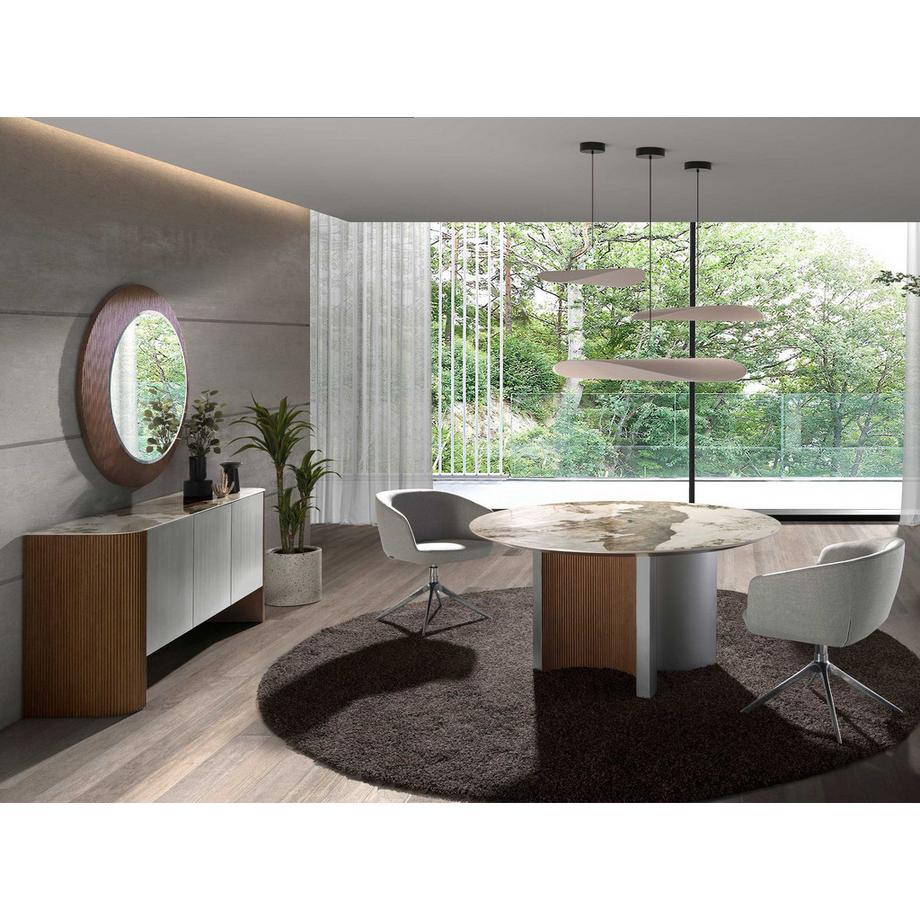 ANGEL CERDA Specchio da parete rotondo noce  