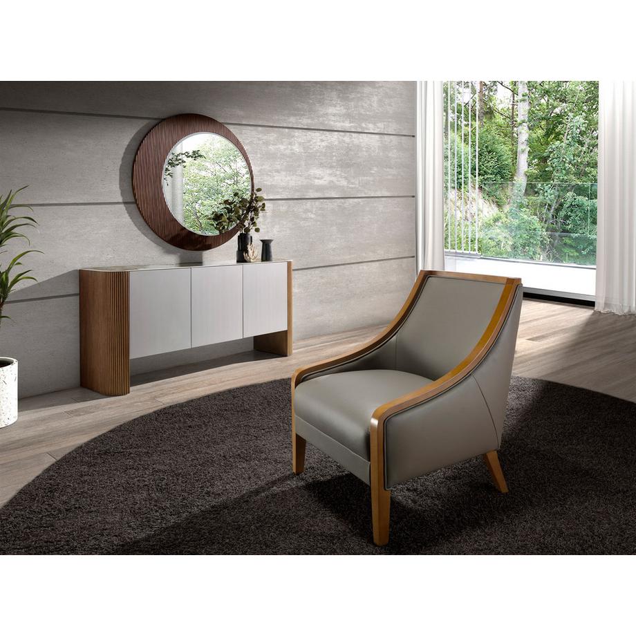 ANGEL CERDA Miroir mural rond noyer  