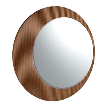 Miroir mural rond noyer