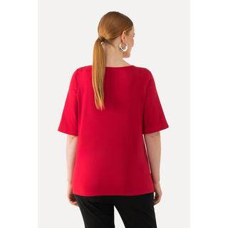 Ulla Popken  T-Shirt, Ziersteine, A-Linie, Rundhals, Halbarm 