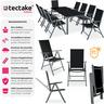 Tectake Aluminium Sitzgruppe 8+1 Stühle mit verstellbarer Rückenlehne und luftdurchlässigem Textilene-Gewebe  