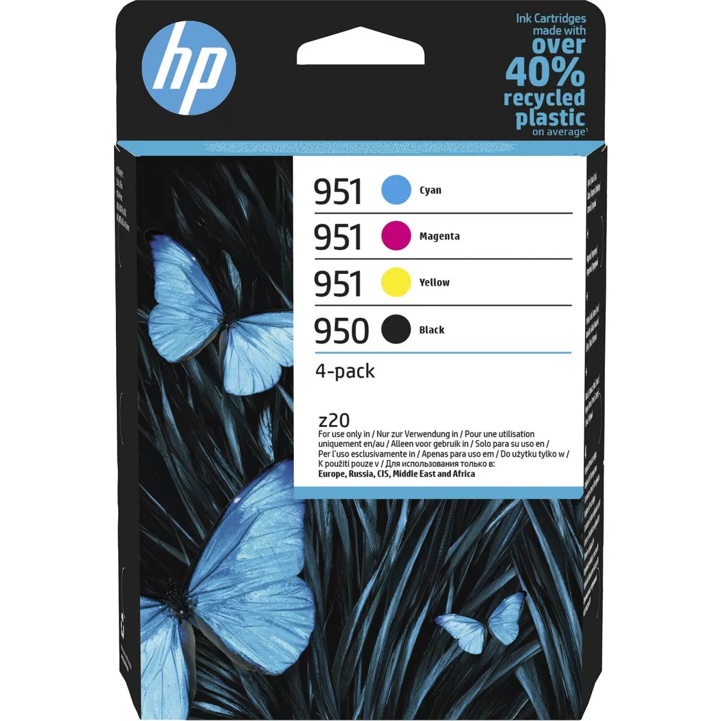 Hewlett-Packard – Original 950 Schwarz/951 Cyan/Magenta/Gelb Druckerpatronen, 4er-Pack, Multicolor, One Size