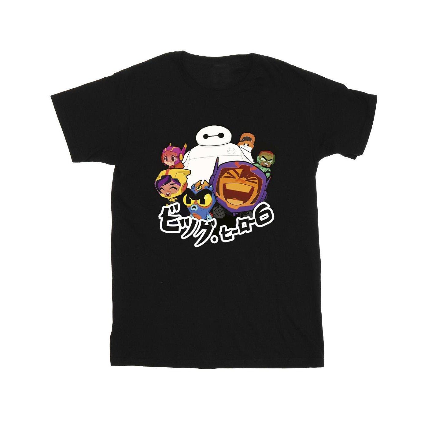 Image of Big Hero 6 Baymax Group Manga Tshirt Herren Schwarz XL