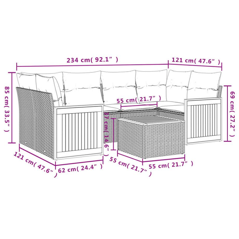 VidaXL Ensemble de canapés de jardin rotin synthétique  