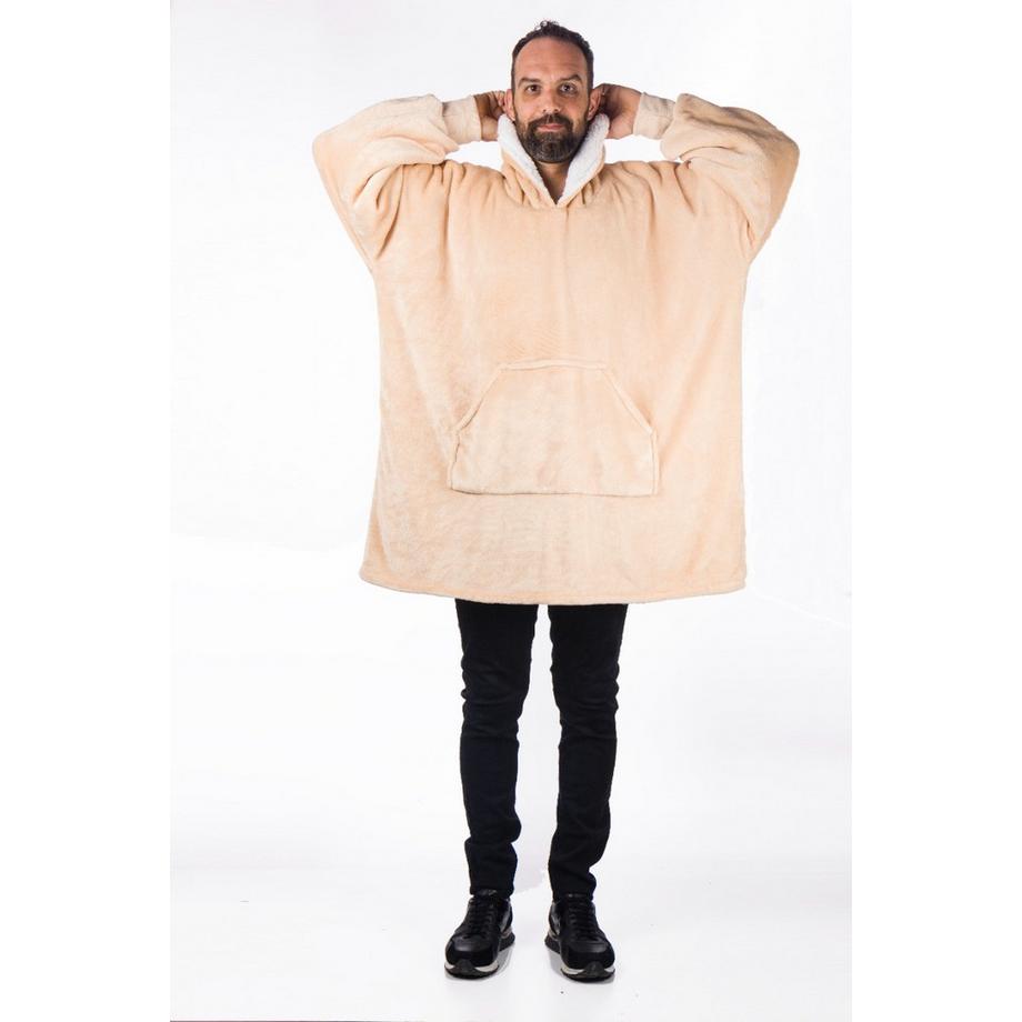 B2X Coperta Comfort Plaid con Cappuccio Beige  