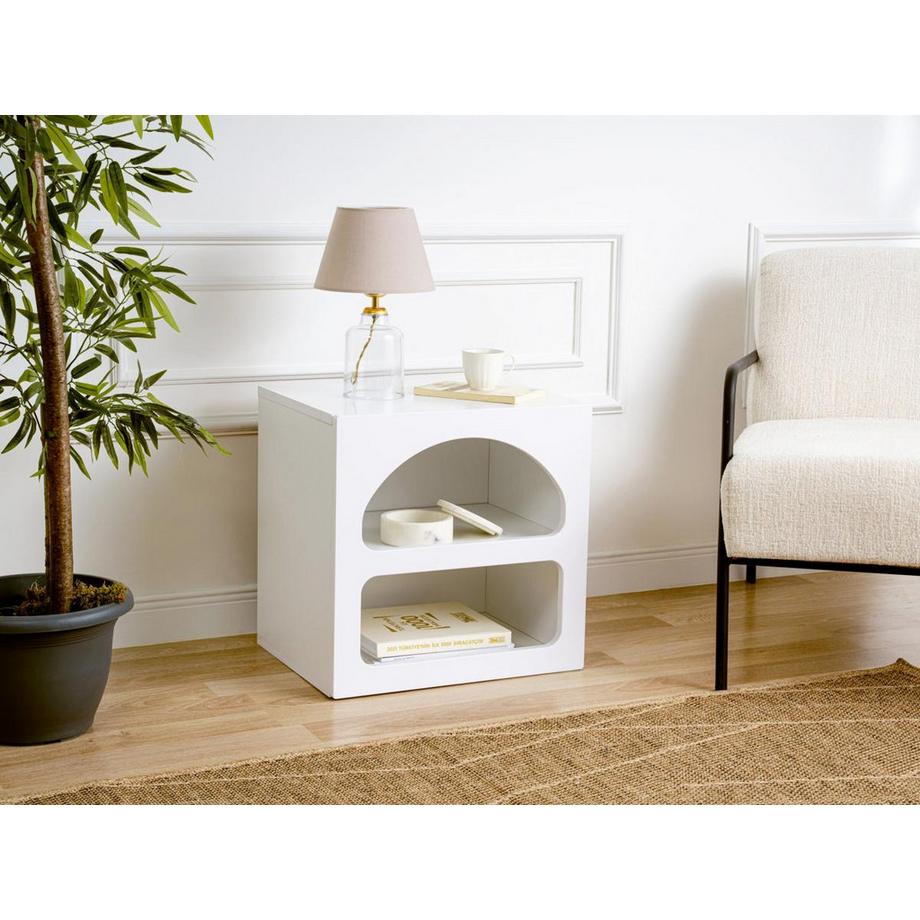 Vente-unique Table de chevet avec rangements - Blanc - LUELA  