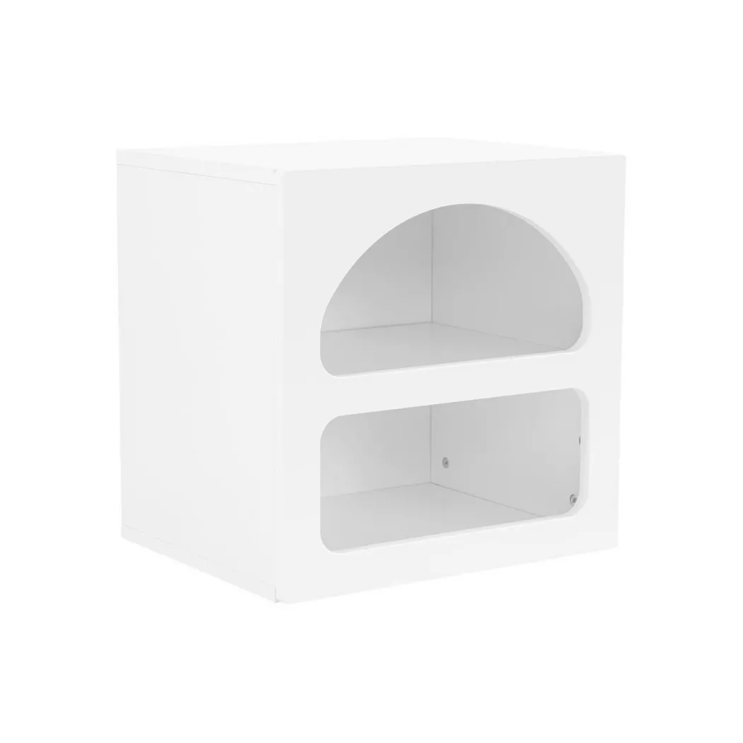 Vente-unique - Table de chevet avec rangements - Blanc - LUELA, One Size