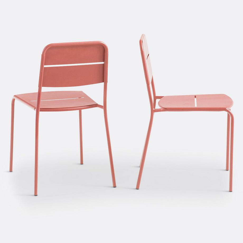 La Redoute Intérieurs Lot de 2 chaises de jardin en métal acier  