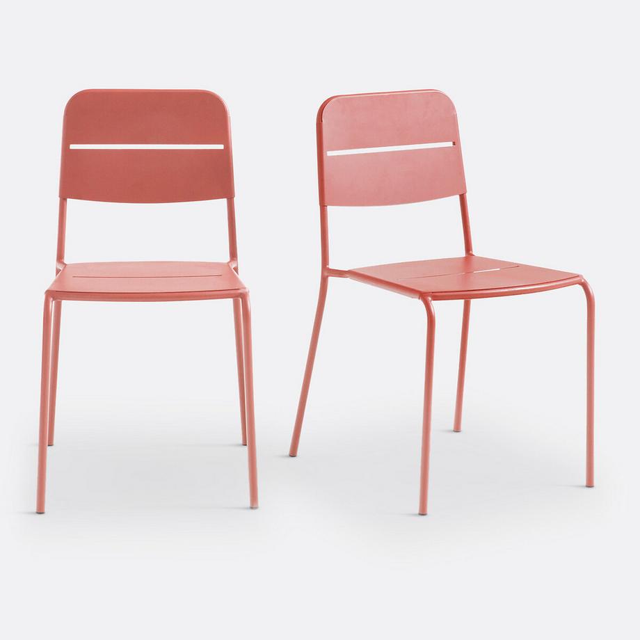 Lot de 2 chaises de jardin en métal acier