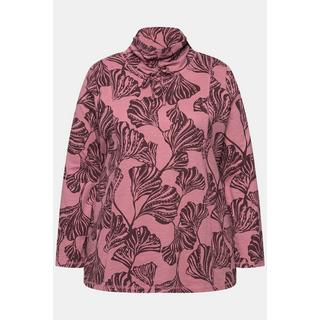 Ulla Popken Stampa Foglie Linea A Maniche Lunghe Collo Alto Maglia  