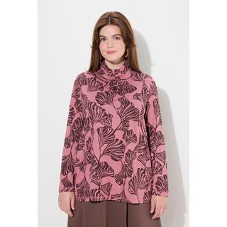 Ulla Popken Stampa Foglie Linea A Maniche Lunghe Collo Alto Maglia  