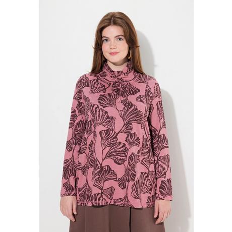 Ulla Popken Stampa Foglie Linea A Maniche Lunghe Collo Alto Maglia  