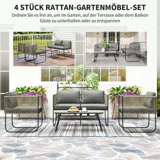 Northio Set di mobili da giardino in polyrattan set da salotto con divano poltrona cuscini da tavolo gruppo sedute resistente alle intemperie per 4 persone set di mobili da balcone salotto da giardino mobili da giardino per giardino balcone marrone + grigio scuro  