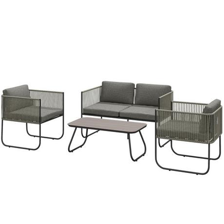 Northio Set di mobili da giardino in polyrattan set da salotto con divano poltrona cuscini da tavolo gruppo sedute resistente alle intemperie per 4 persone set di mobili da balcone salotto da giardino mobili da giardino per giardino balcone marrone + grigio scuro  