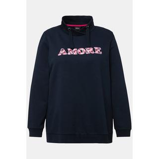 Ulla Popken  Sweat-shirt Amore. Manches longues et col montant. Coupe Classic Fit. 