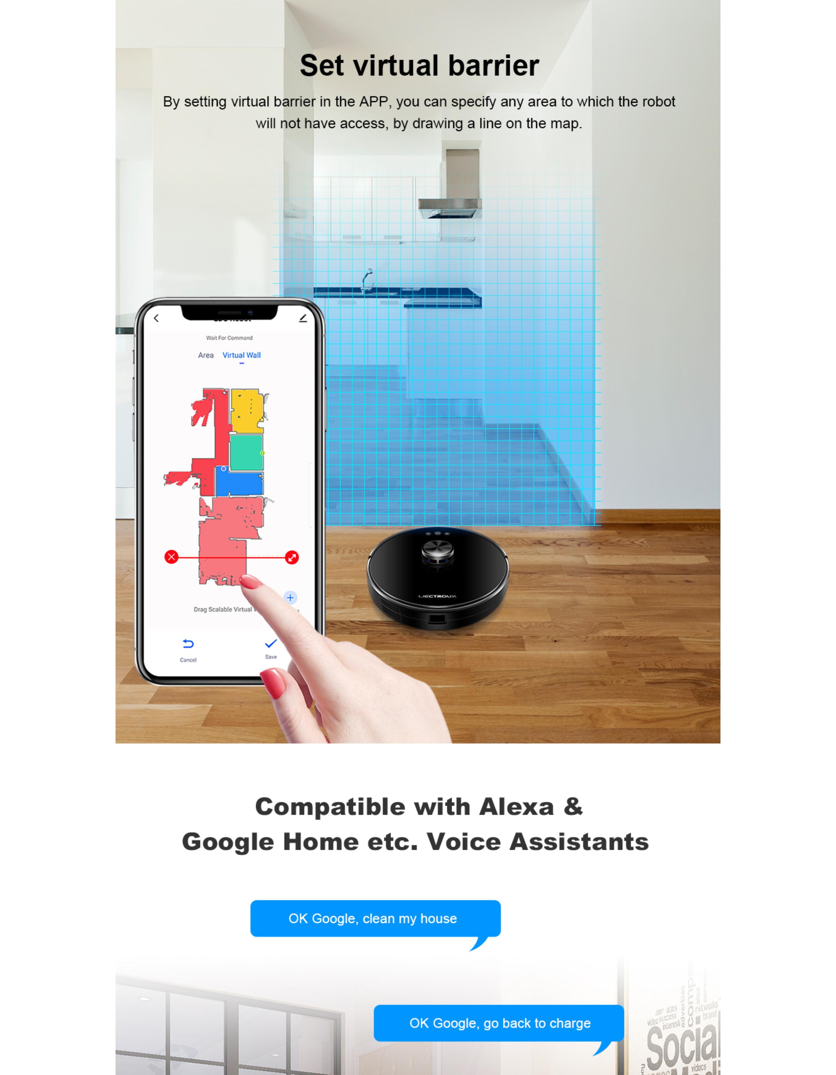 Blue Chilli Robot aspirapolvere con pulizia umida e secca e navigazione Lidar  