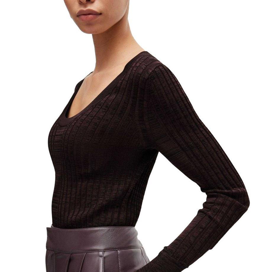 BOSS Top Firama Maglia A Costine Girocollo  