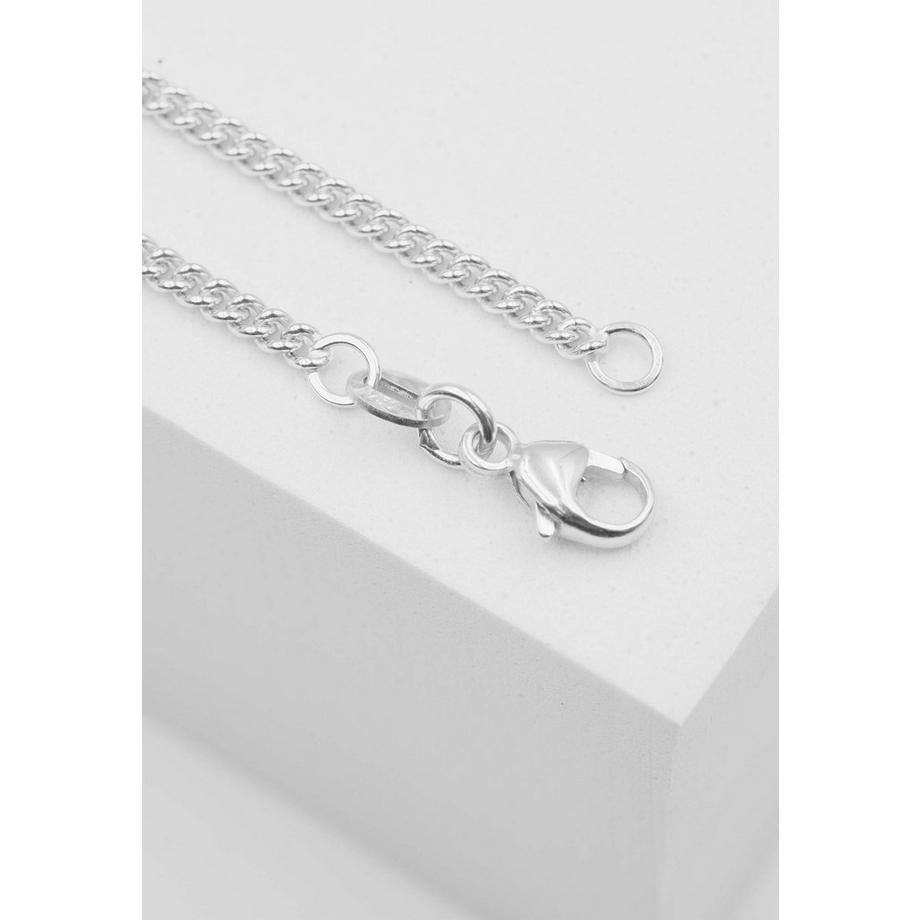Collier gourmette or blanc 750, 2.1mm, 45cm