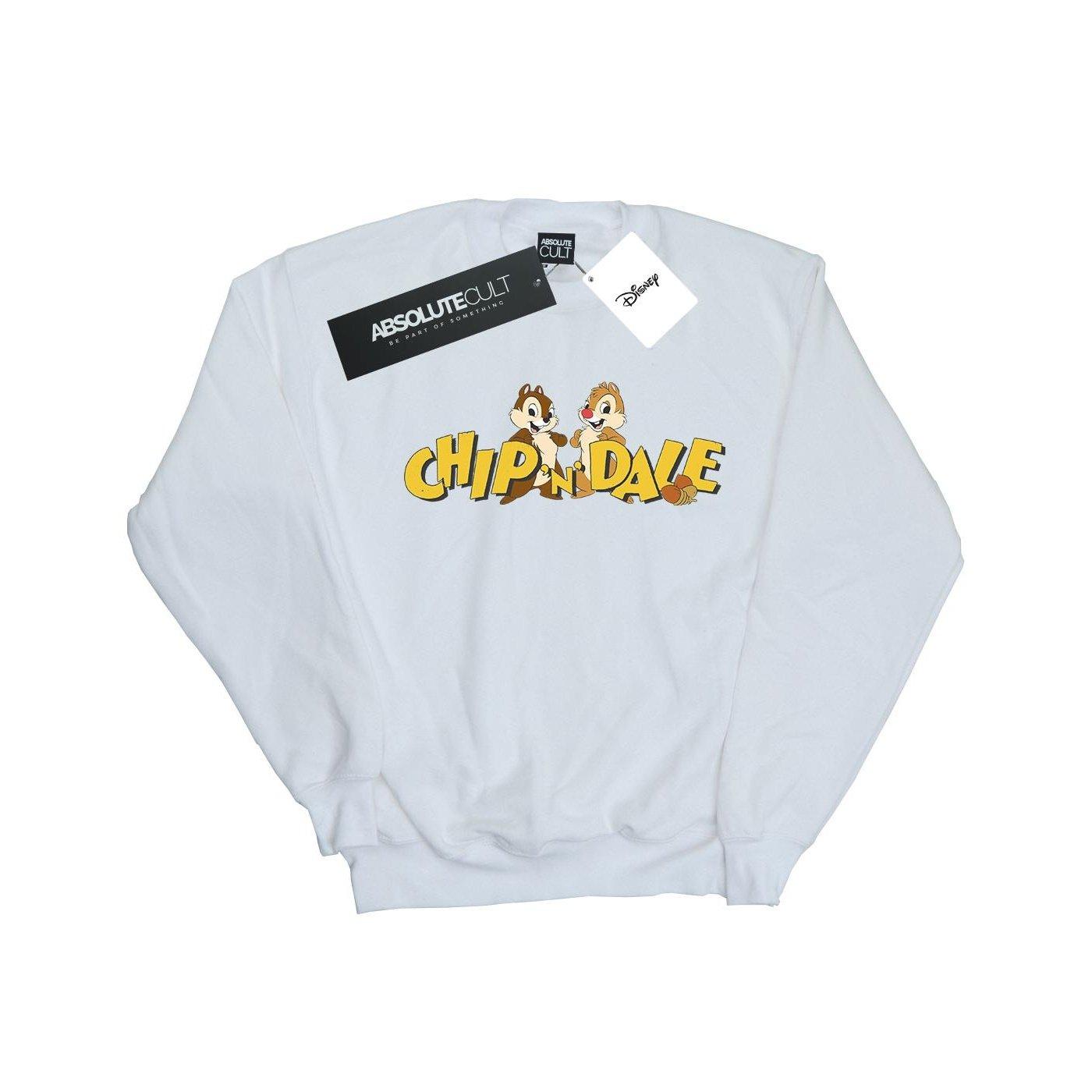Image of Chip And Dale Character Logo Sweatshirt Unisex Weiss 104