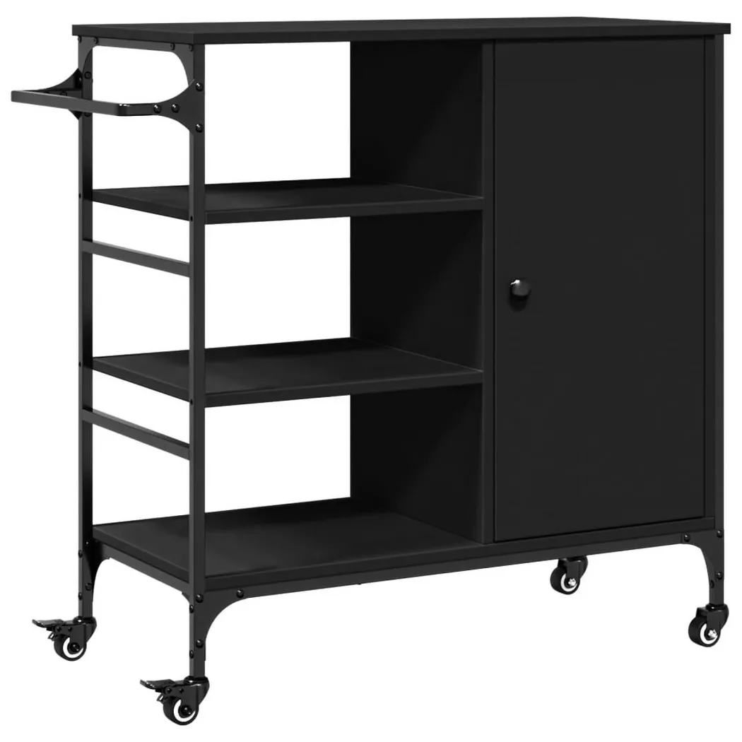 Chariot de cuisine noir 87,5x38,5x84,5 cm bois d ingénierie