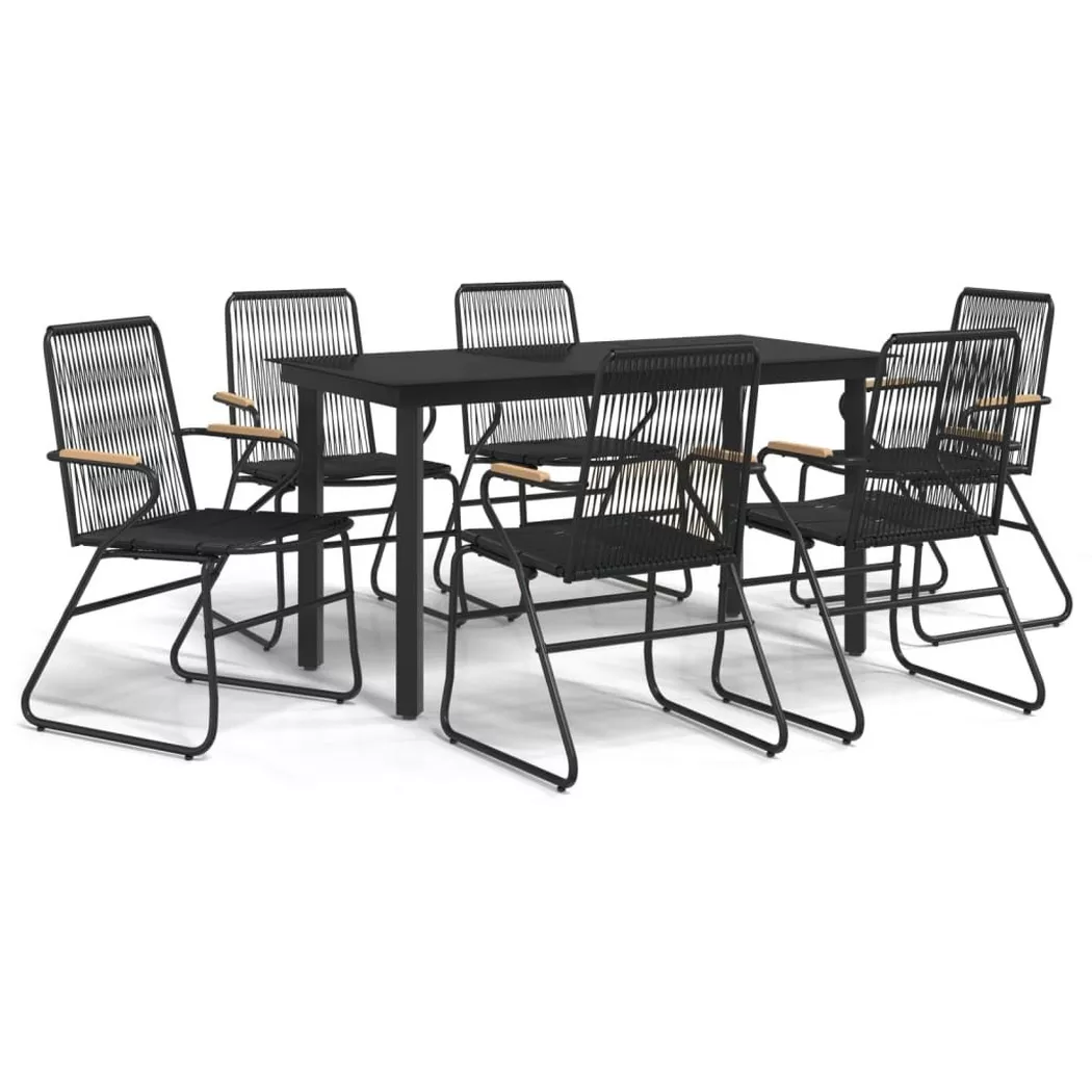 vidaXL Ensemble à manger de jardin 7 pcs Noir Rotin PVC