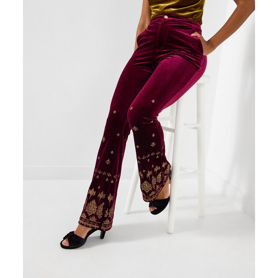 Joe Browns Pantalon Évasé Brodé en Velours  