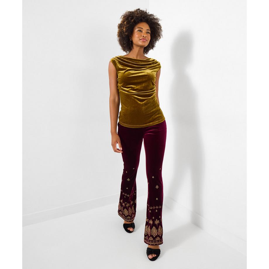 Joe Browns Pantalon Évasé Brodé en Velours  