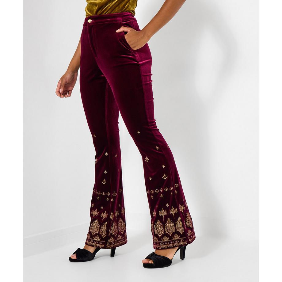 Joe Browns Pantalon Évasé Brodé en Velours  