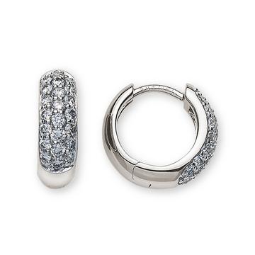 Créoles en or blanc 750 diamants 0,48ct. Charnière 12mm